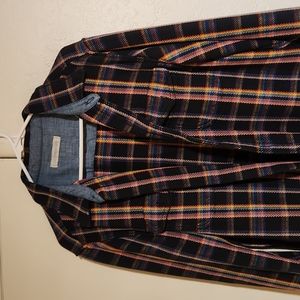 Outerknown flannel rainbow striped size L